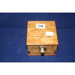 Smoking Requisites: Pre-war satinwood novelty smoking box, opening the front drawer moves a