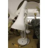 Lighting: Angle poise lamps (60w max), white enamel - a pair. Requires rewiring.