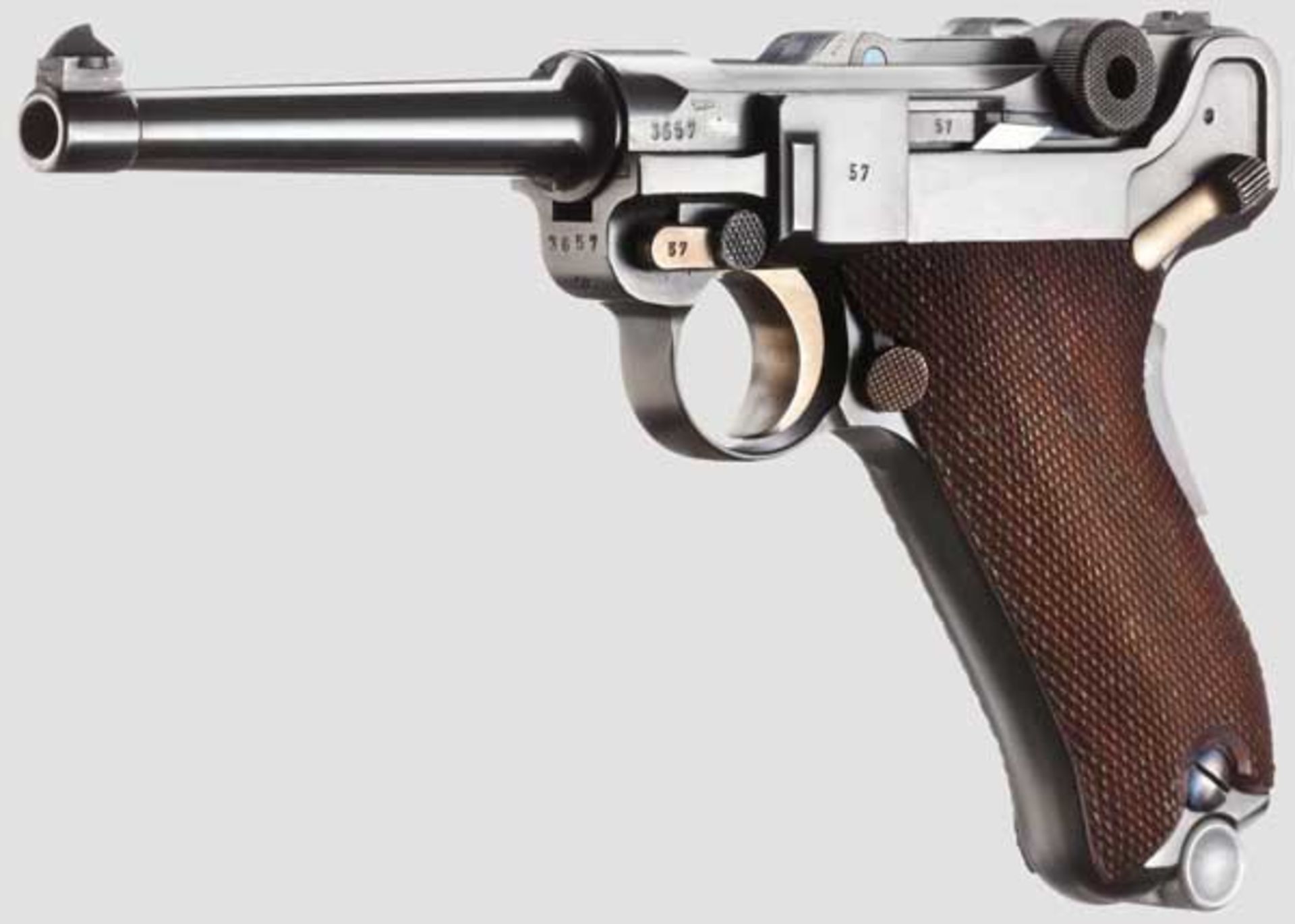 Parabellum Mauser Mod. 06/34, CH-Commercial, Variante, mit Tasche Kal. 7,65 mm Para, Nr. 3657v.