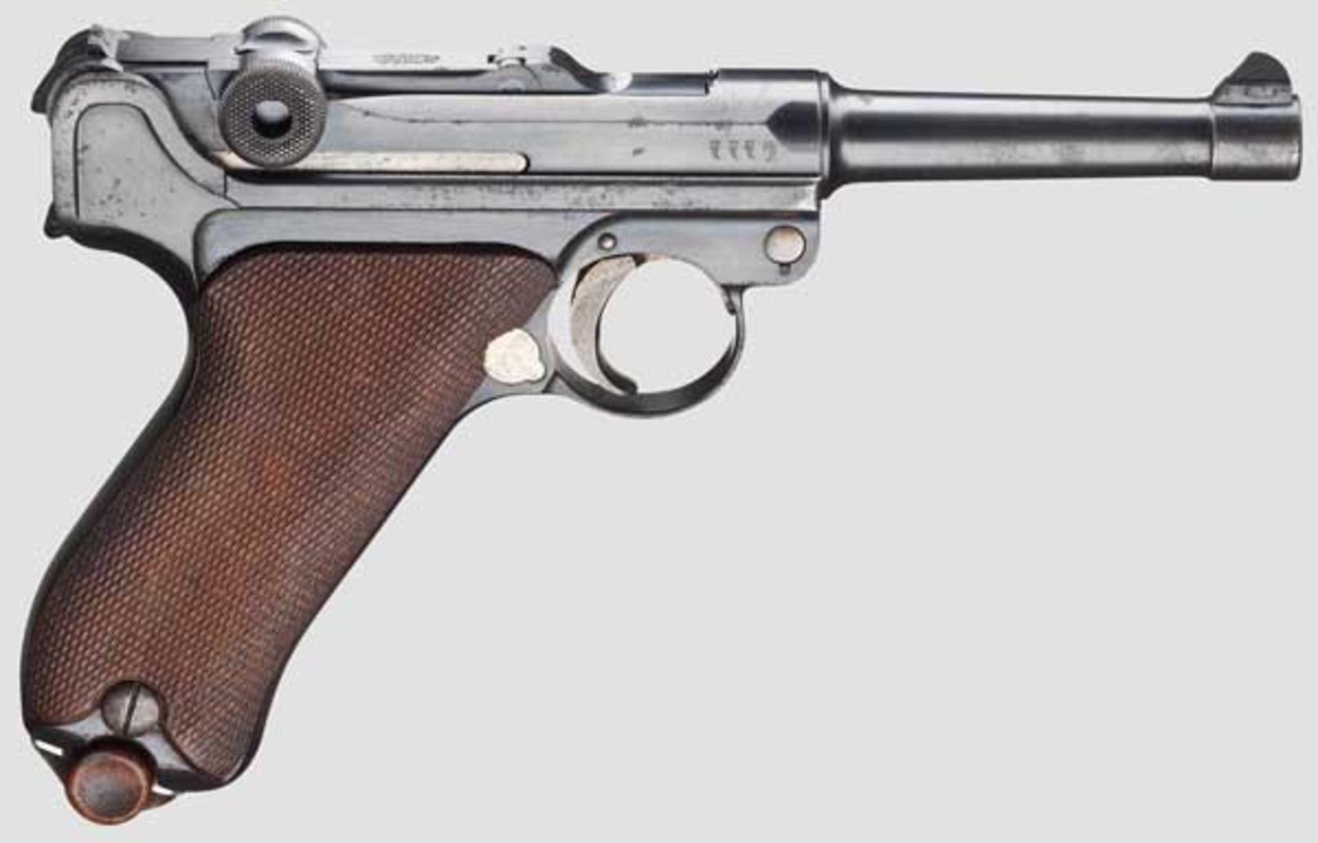 Parabellum Mod. 1908, Commercial Kal. 9 mm Para, Nr. 70083. Nummerngleich. Lauf matt. Rechts am - Bild 2 aus 2