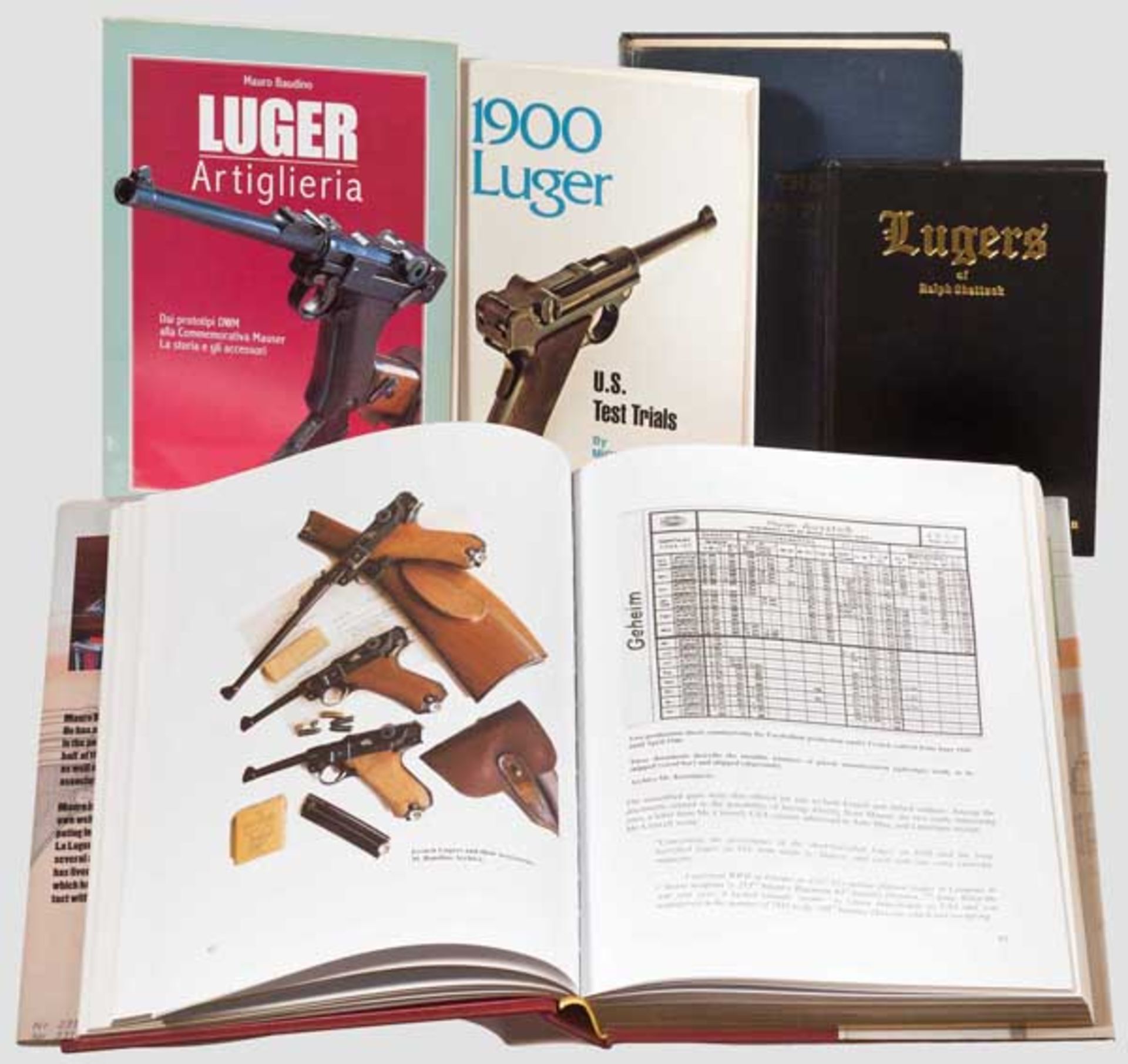 Fünf Bücher Luger Baudino: The Luger is back! 1945 - 2000. Galesburg 2010. 554 Seiten, zahlreiche,