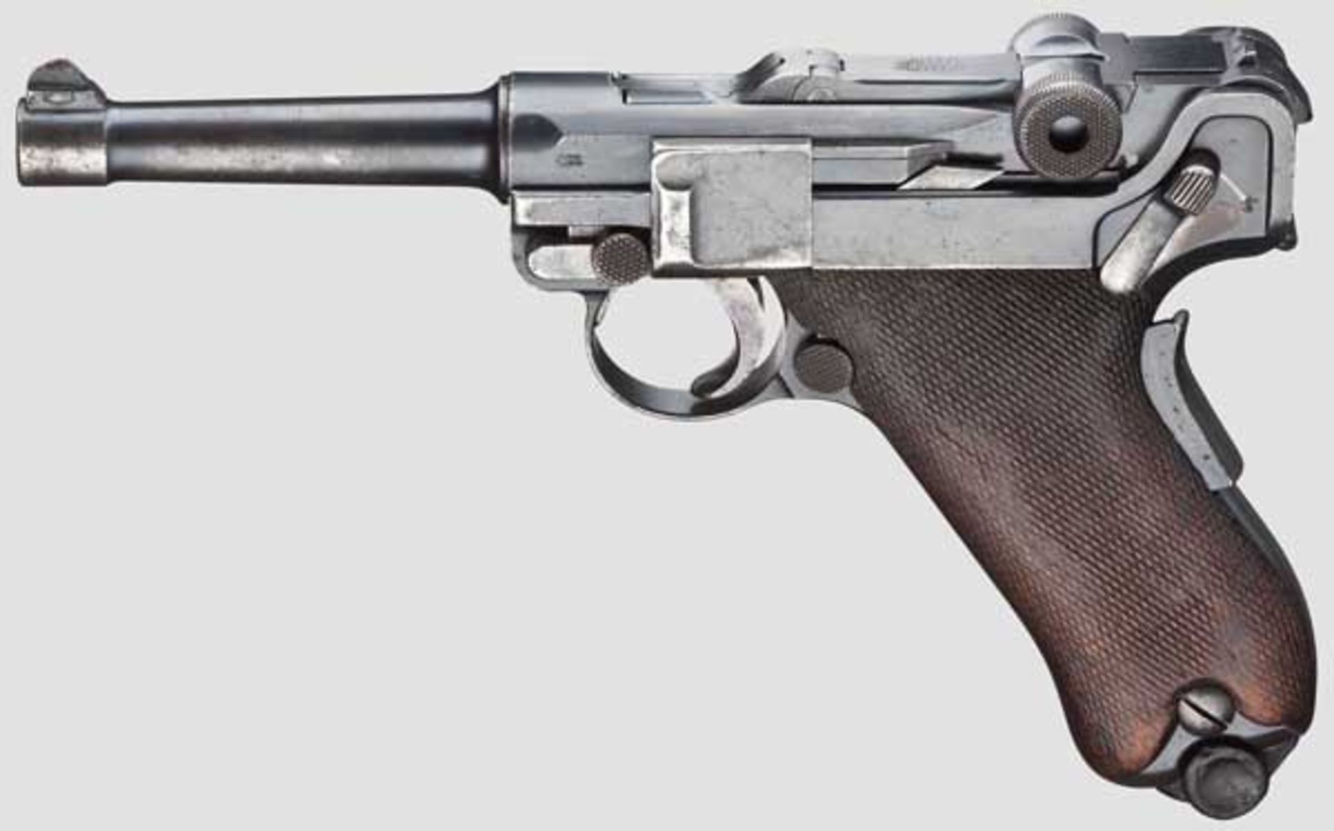 Parabellum Mod. 1906, Commercial Kal. 9 mm Para, Nr. 62646. Nummerngleich. Lauf leicht matt.