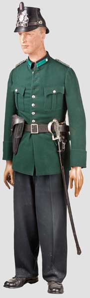 Uniformensemble für einen Wachtmeister der württembergischen Schutzpolizei, um 1925 Schwarz