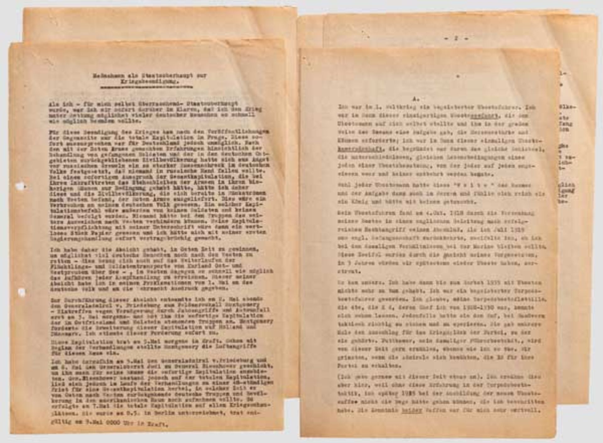 Dokumente aus den Nürnberger Prozessen - Großadmiral Karl Dönitz Zusammenstellung über den U- - Bild 2 aus 2