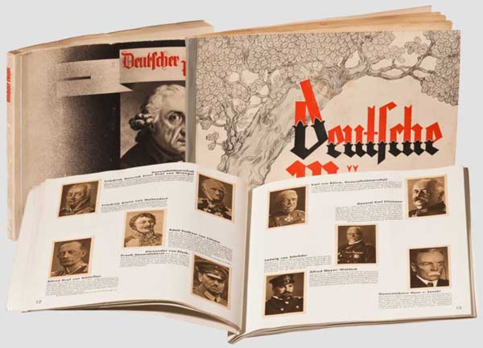 Drei Zigarettenbildalben Deutscher Ruhm, 1. und 2. Buch, "Eine Sammlung Kupferdruck-Bilder",