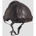 A Steel Flight Helmet Construction Type SSK 90 Body of riveted steel plates with brown leather