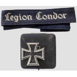 Ärmelband "Legion Condor" für Mannschaften/Unteroffiziere Blaues Band aus feinem Wollfilz mit weiß