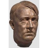 Theodor Linz - Portraitkopf Adolf Hitler Bronze, im Nacken signiert "TH. Linz München", auf der