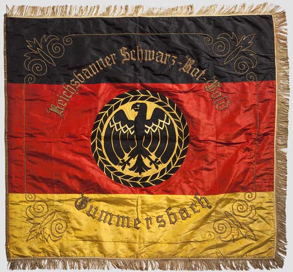 Fahne des Reichsbanners Schwarz-Rot-Gold, Ortsgruppe Gummersbach Schwarz, rot und goldene