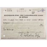 Dr. Wilhelm Voss - Scheck für den "Freundeskreis Reichsführer-SS" Scheck über 60.000 RM, ausgestellt