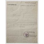 SS Standartenführer Erich Ehrlinger - a Promotion Document Dated 28. November 1944. Printed on