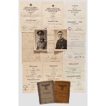 Nachlass eines Oberleutnants im IR 18 - Urkunden und Dokumente Wehrpass, ausgestellt 1938, mit