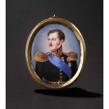 Portrait des Zaren Nikolaus I., gemalte Miniatur auf Emaille, Russland, Mitte 19. Jhdt. Zar in