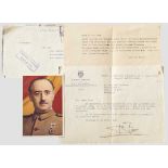 Francisco Franco (1892 - 1975) - Dokumente und Autograph Farbige Karte mit Unterschrift von F.