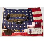Kleine Sammlung USAF Lederner Aufnäher mit farbiger Darstellung der Fahnen der USA und Taiwans sowie
