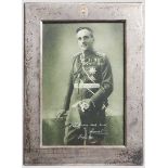 King Alexander I of Yugoslavia (1888 - 1934) - a signed photo in a silver frame Inscribed, signed