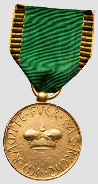 Kriegsdenkmünze 1814/1815 - Medaille für Offiziere in Gold Große, aus Kanonenbronze geprägte,