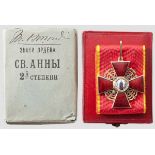 St. Anna-Orden, Kreuz 2. Klasse mit Originaletui und Originalüberkarton, Russland um 1910 Gold,