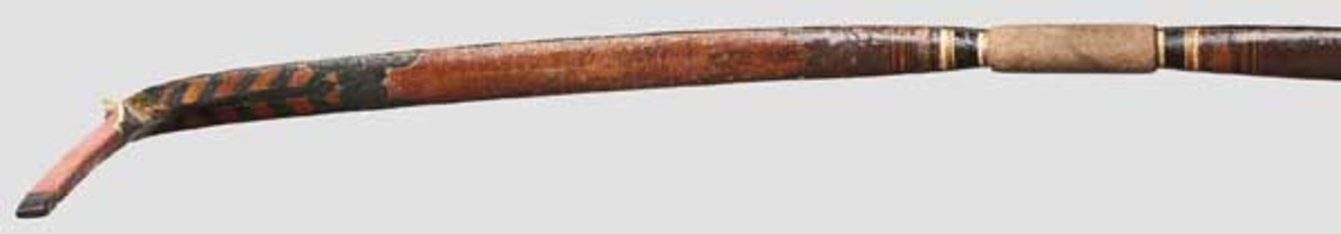 Kompositbogen im Mandschu-Stil China, 19. Jhdt. Reflex gekrümmte Wurfarme aus Horn, Bambus und - Bild 2 aus 3