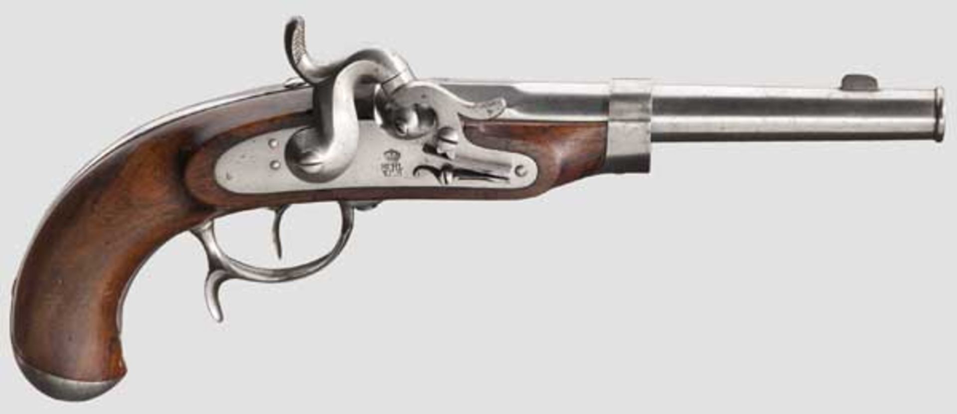 Pistole für Grenzaufseher M 1851 Glatter Lauf mit kanonierter Mündung im Kaliber 14,5 mm, über der - Bild 2 aus 4