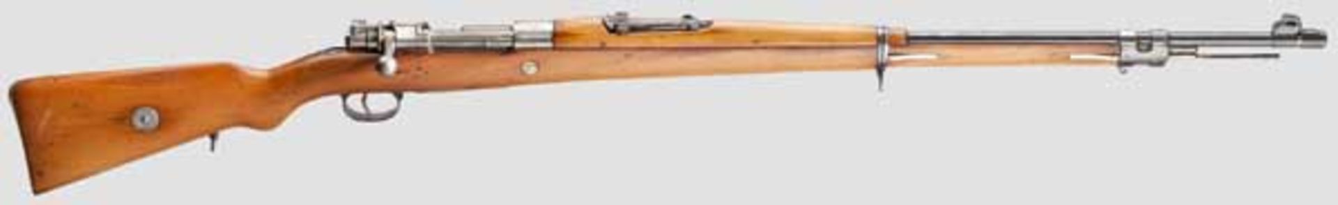 Infanteriegewehr Mod. 1908 Kal. 7 x 57, Nr. 2775. Nummerngleich. Lauf eingefettet. Dt. Beschuss.