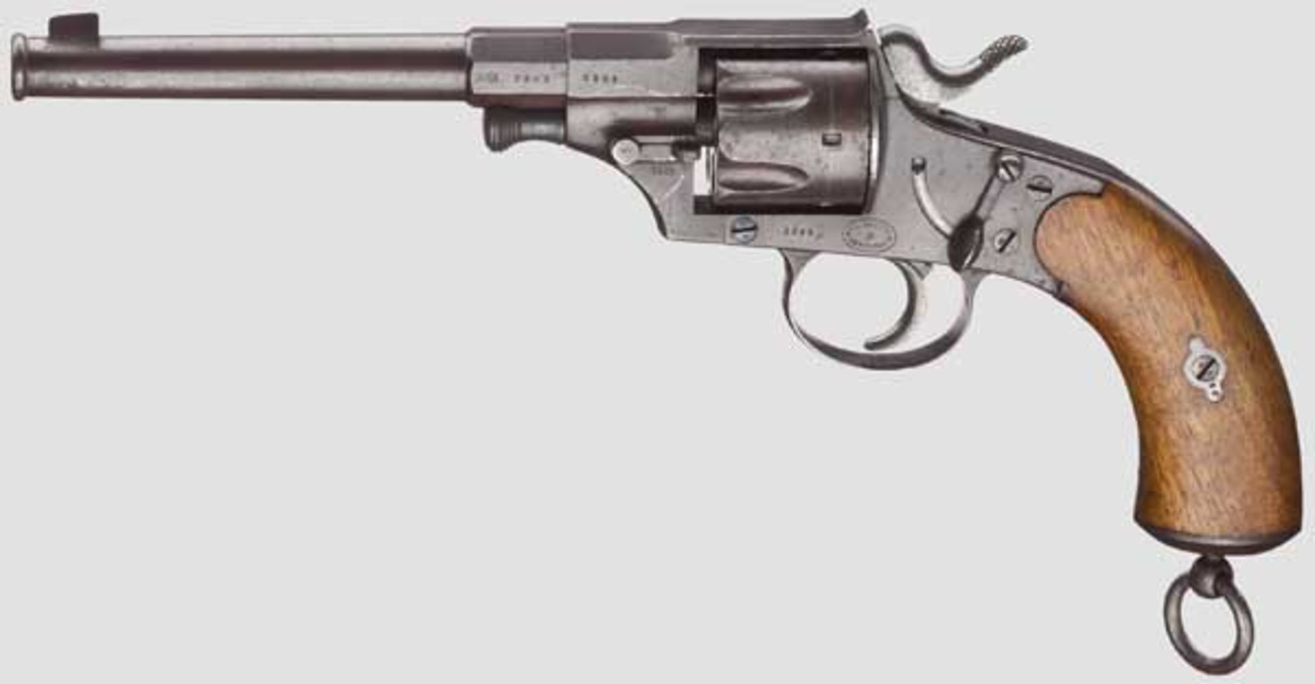 Reichsrevolver Mod. 1879, Dreyse Kal. 10,6 mm dt.Ord., Nr. 2293. Nummerngleich inkl. Schrauben. Fast
