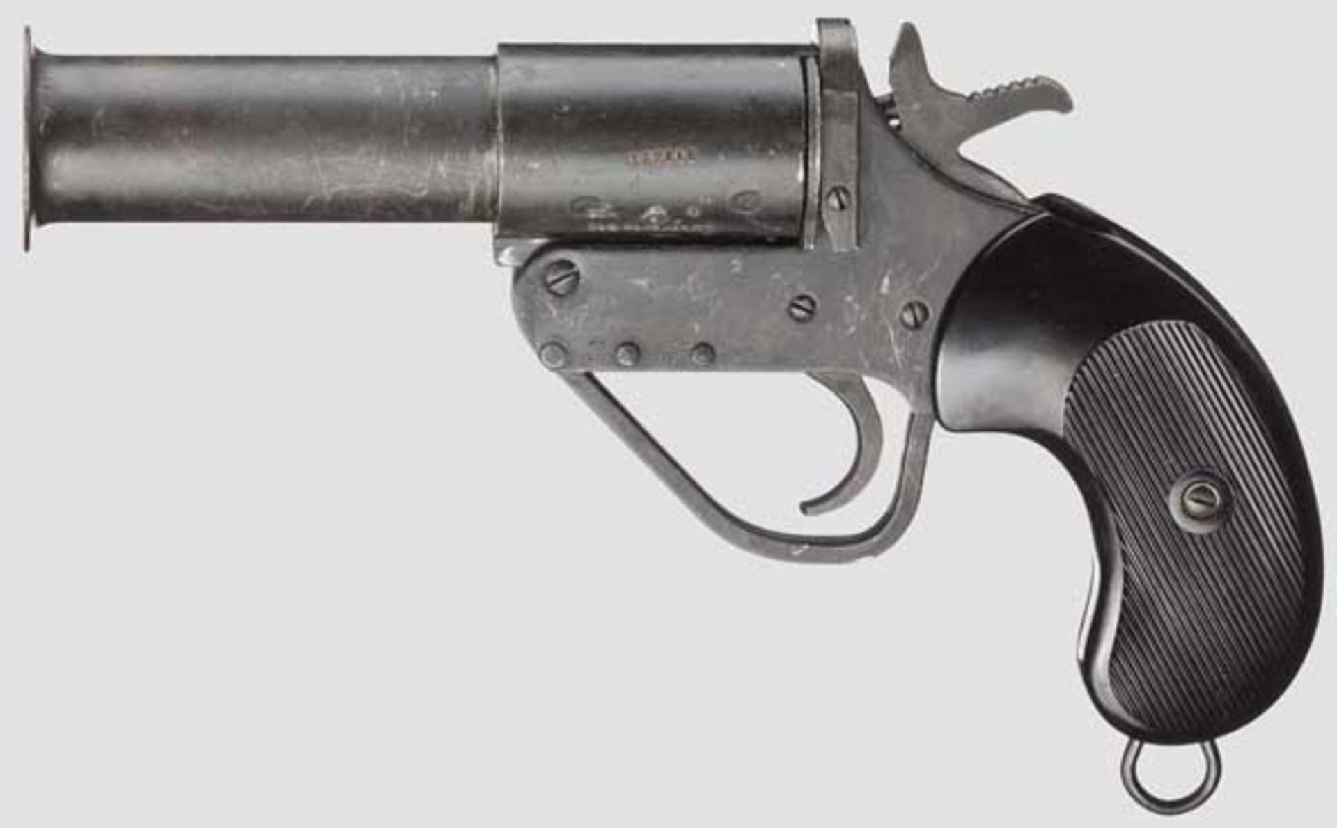 Signalpistole No. 1 MK 5 Kal. 4, Nr. 162216. Blanker Lauf, Länge 5-3/4". Brit. Beschuss. Div.