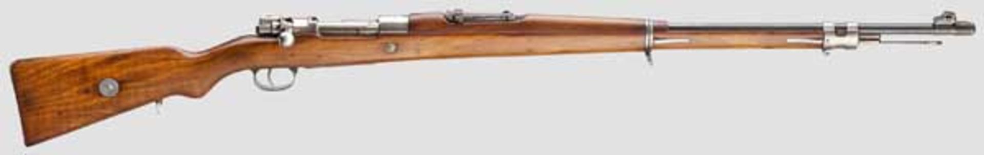 Infanteriegewehr Mod. 1908 Kal. 7 x 57, Nr. 4598. Nummerngleich bis auf Schloss. Fünfschüssig.