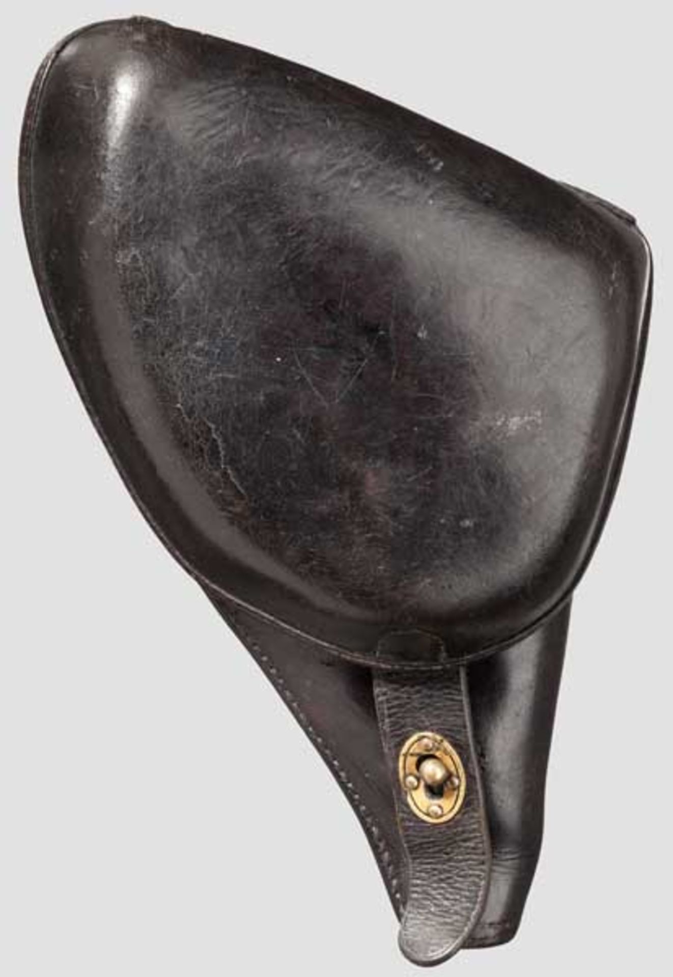 Koffertasche für frz. Ordnonnanzrevolver M 1873/ 92 ("Étui Jambon") Aus kräftigem, schwarzem