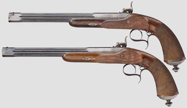 Ein Paar Luxus-Perkussionspistolen im Kasten, L. Collombert, Aix-les-Bains, um 1850/60 - Bild 3 aus 4