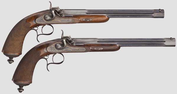 Ein Paar Luxus-Perkussionspistolen im Kasten, L. Collombert, Aix-les-Bains, um 1850/60 - Bild 2 aus 4