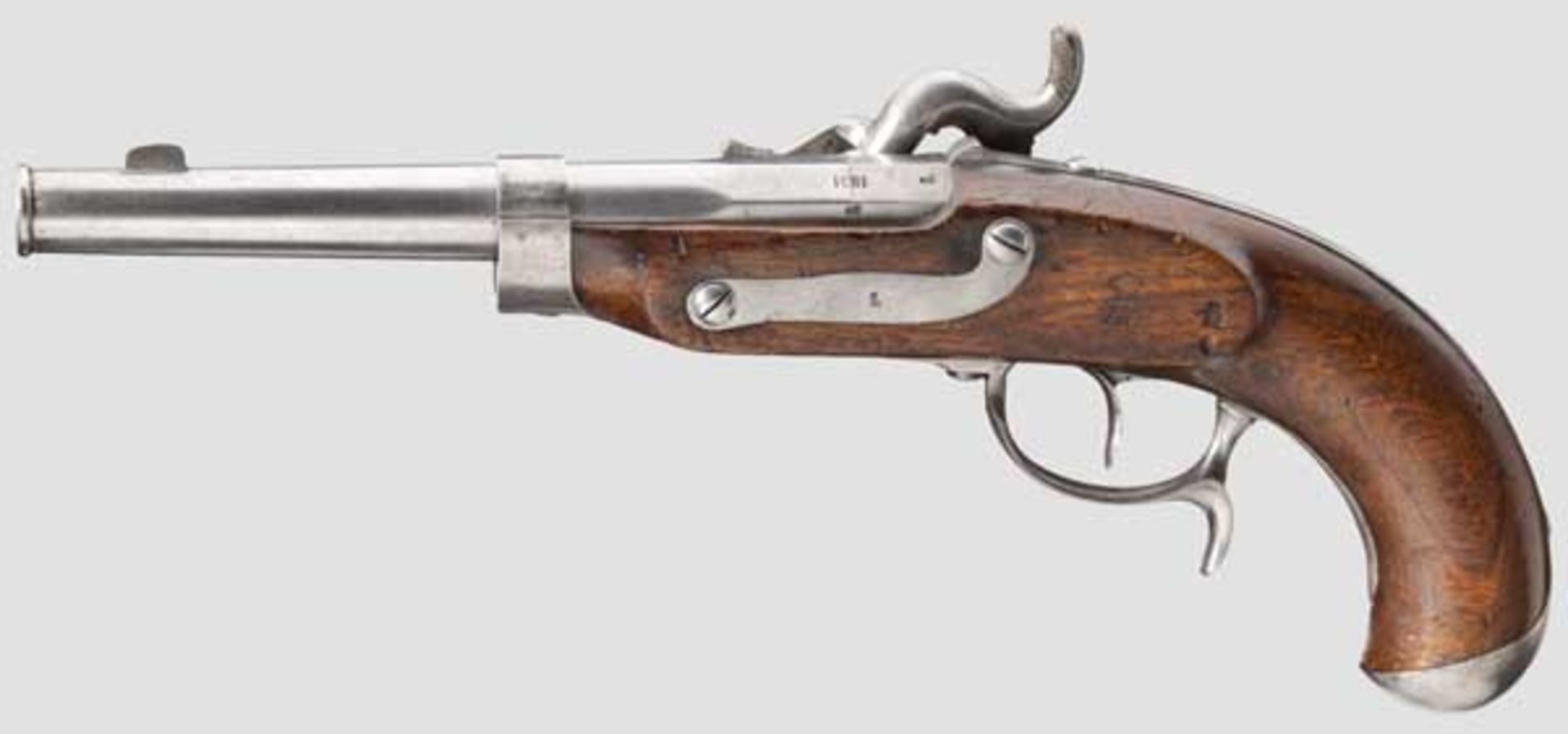 Pistole für Grenzaufseher M 1851 Glatter Lauf mit kanonierter Mündung im Kaliber 14,5 mm, über der