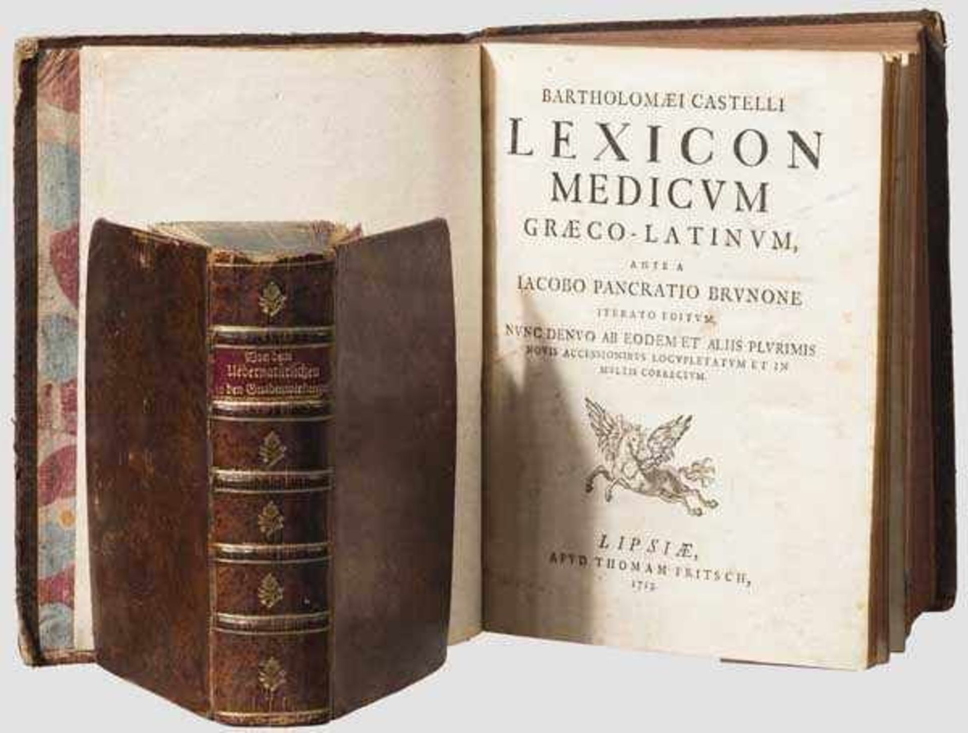 Castelli, Bartholomaei "Lexicon Medicum Graeco-Latinum", Leipzig 1713 Titelkupfer, 788 S. in