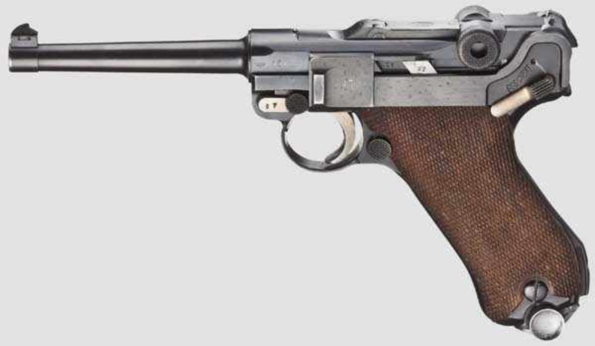 Parabellum Mauser, Commercial, mit Nr. 107v außerhalb der Sequenz Kal. 7,65 mm, Nr. 107v.
