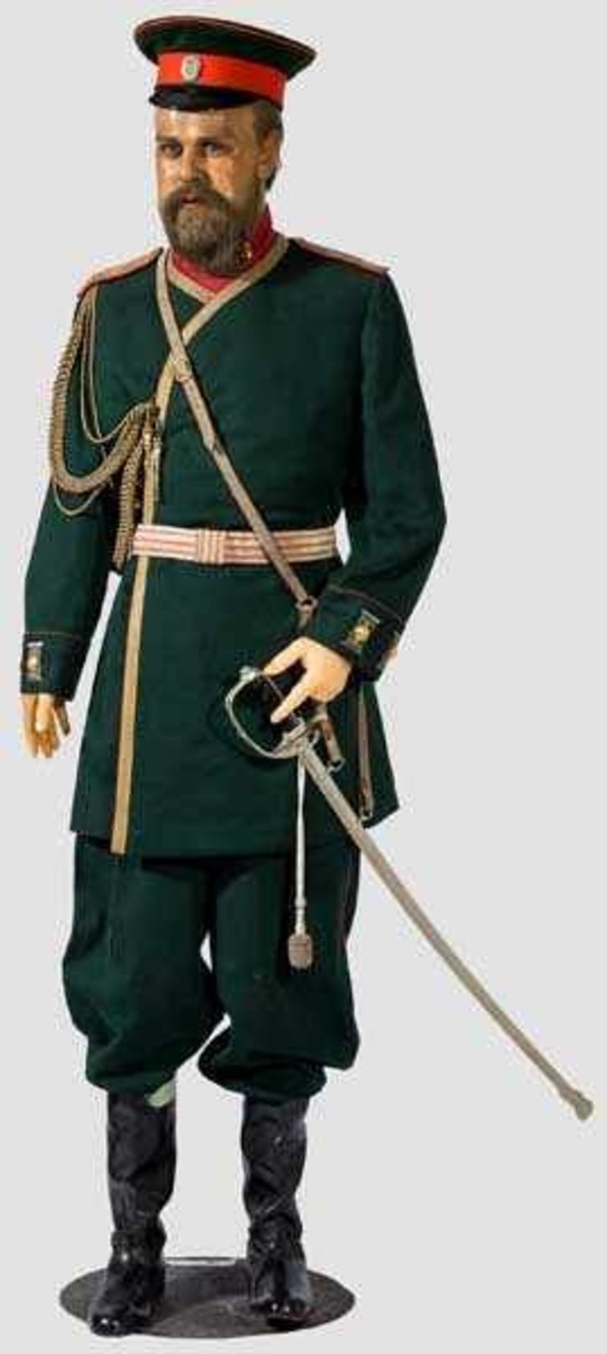 Wachsfigur von Alexander III., Zar von Russland Darstellung um 1880 in grüner Uniform des 4. - Bild 2 aus 3