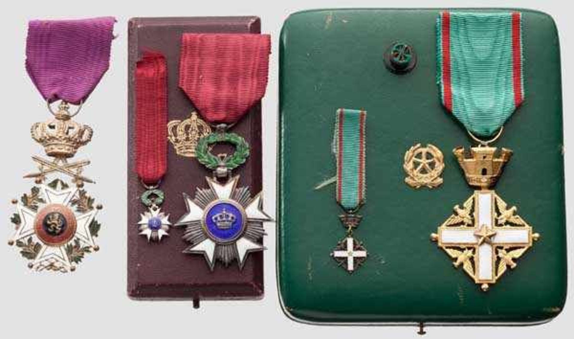 Leopoldsorden und Kronenorden Belgiens Ritterkreuz mit Schwertern des zweisprachigen (