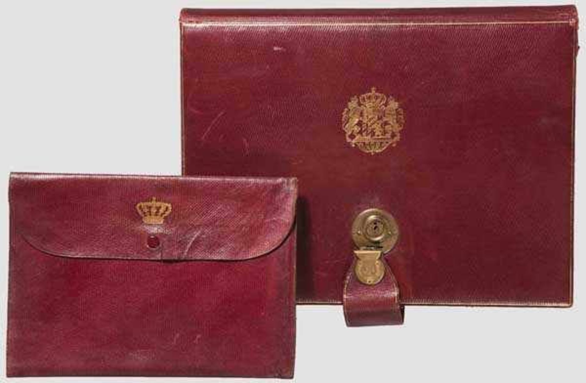 Luitpold von Bayern (1821 - 1912) - zwei Schreibmappen Dokumentenmappe aus feinem bordeauxfarbenem