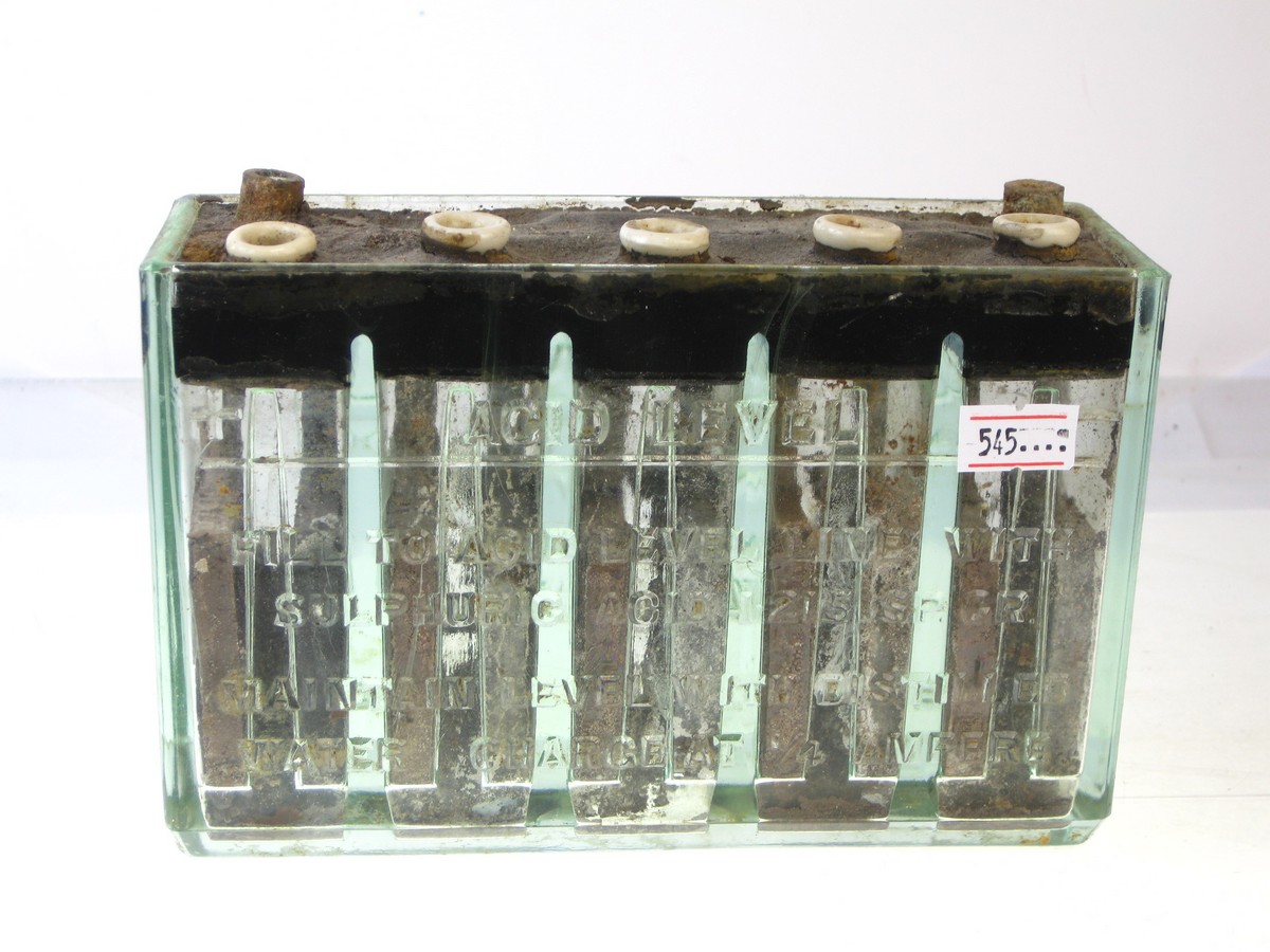 Old Vintage Antique - Exide Battery Glass Accumulator Electrical Interest