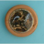 Bear Hunting (4) small, framed potlid, potlids, pot+lid, pot+lids, prattware