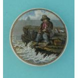 The Fisher Boy (341) pot lid, pot lids, potlid, potlids, prattware