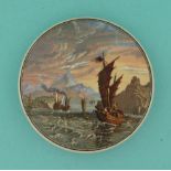 Ning Po River (222) pot lid, pot lids, potlid, potlids, prattware * Ex Manners collection, lot 83C