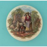 The Shepherdess (325) large pot lid, pot lids, potlid, potlids, prattware