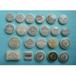 Twenty two various toothpaste lids and one base (23) pot lid, pot lids, potlid, potlids, prattware