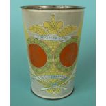 1908 Battle of Poltava Bi-centenary: a colourful printed tin beaker by Khaimovsky of Saint