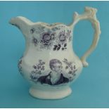 1832 Reform: a lobed pottery jug printed in purple with a named portrait of Russell the reverse