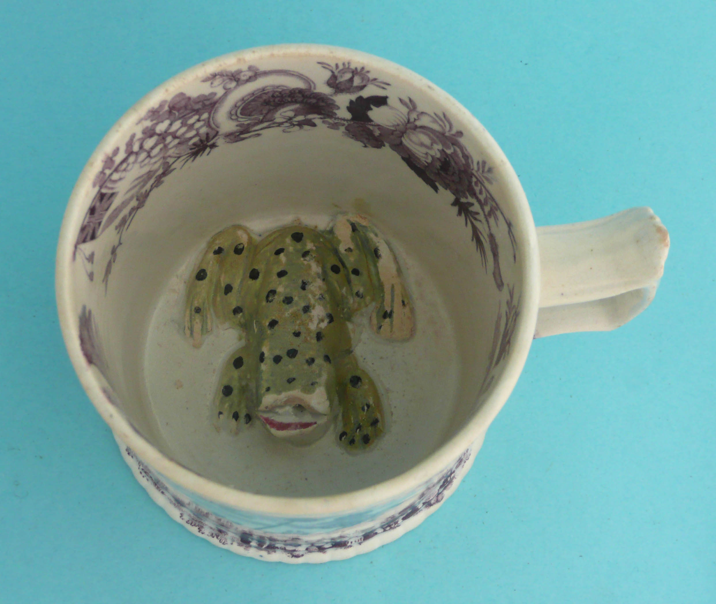 1832 Reform: a cylindrical pottery mug, the interior modelled with a colourful frog, printed in - Image 2 of 2