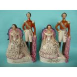 Napoleon III and Eugenie: two Staffordshire pottery portrait groups, one named in gilt script,