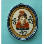 1819 Prince of Wales: an unusual and attractive Prattware plaque with integral moulded oval frame