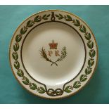 Prince Regent (later George IV): a good porcelain plate by Spode well decorated in colours and