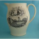 1809 Golden Jubilee: a creamware Liverpool Amnesty jug printed in black with an inscribed view of